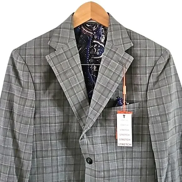 NWT Tallia Verdello Slim-Fit Wool Blend Suit Jacket Cream Brown Size 36 Short